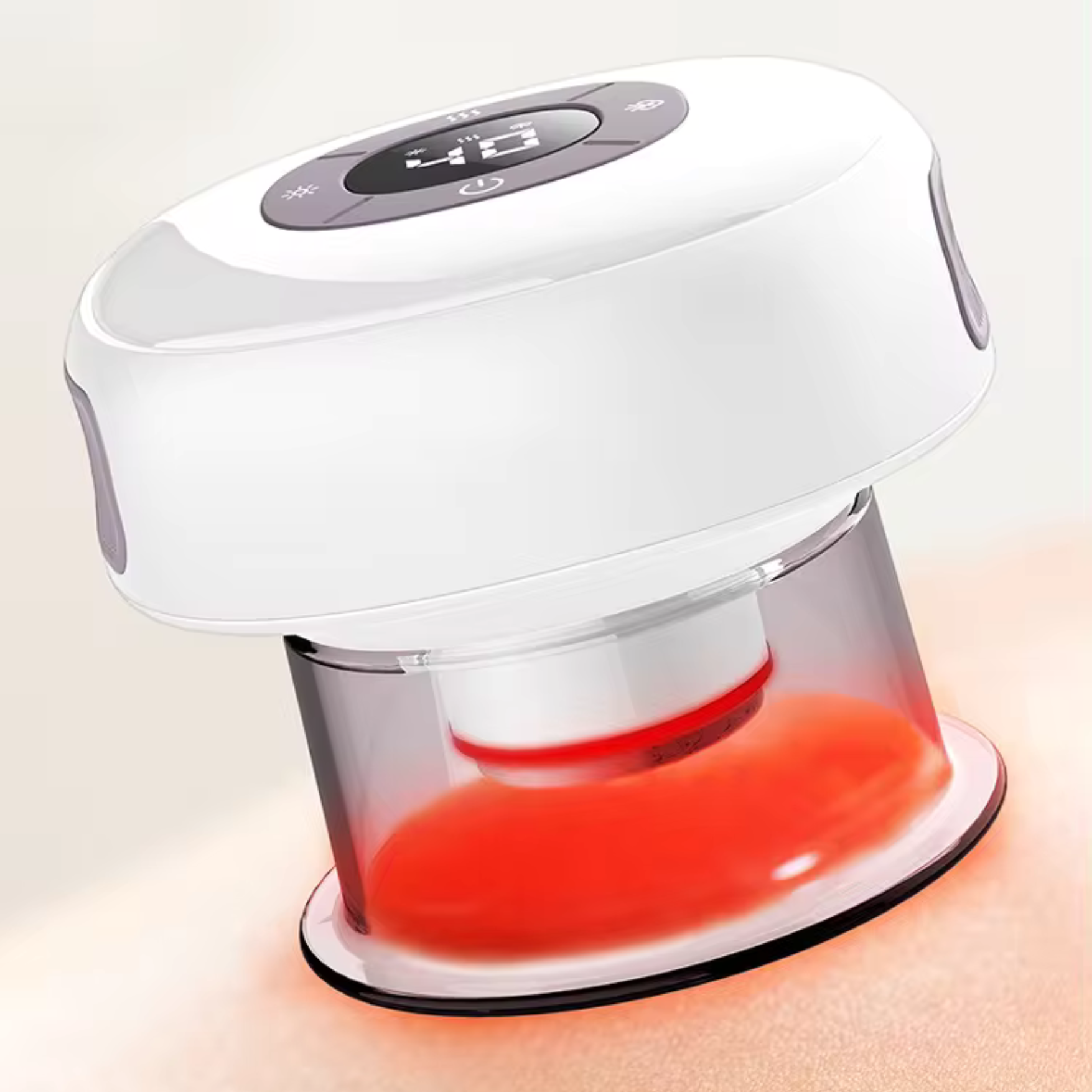 Image of NuLYFF™ Intelligent Cupping device leverages dynamic-suction technology, therapeutic heat, and adjustable red light therapy to Relieve painful knots & aches, increase blood flow & joint mobility, and improve muscle recovery.