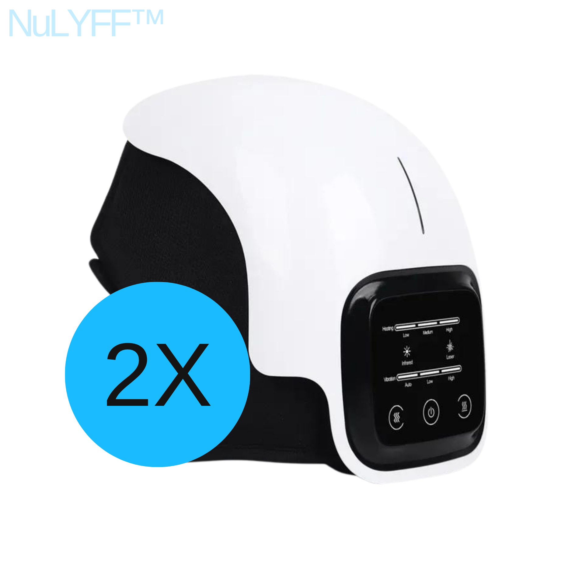 2X units Front Right Image of NuLYFF™ Knee Massager - used to treat for osteoarthritis, stiffness, swelling, and post-workout recovery, ensuring improved comfort and mobility.